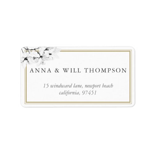 Elegant Simple Magnolias Wedding Return Address Label