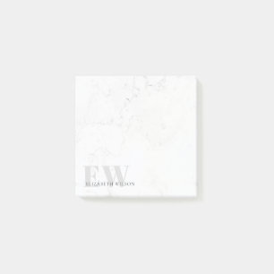 Elegant Simple Marble Stone Grey Name Monogram Post-it Notes