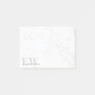 Elegant Simple Marble Stone Grey Name Monogram Post-it Notes