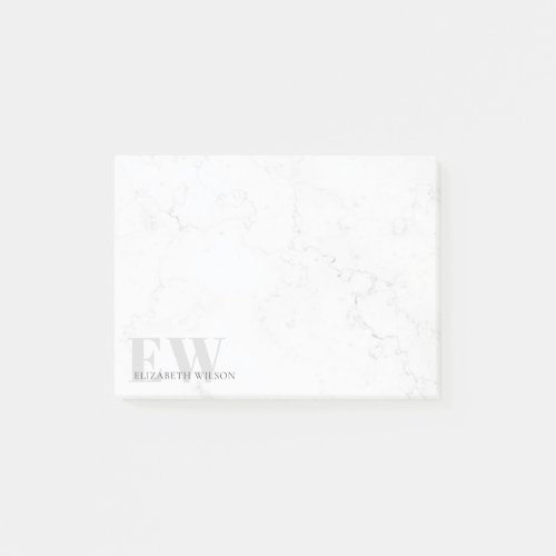 Elegant Simple Marble Stone Grey Name Monogram Post_it Notes