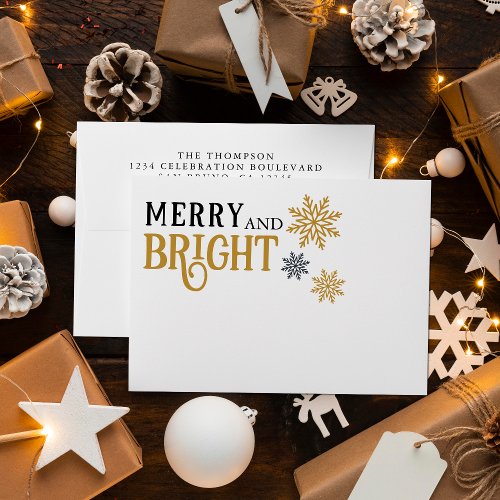 Elegant Simple Merry and Bright Christmas Envelope