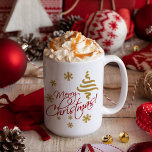 Elegant Simple Merry Christmas Wish Wordart Coffee Mug<br><div class="desc">Unique,  classy,  elegant and classic 'Merry Christmas' wish,  winter season snowflakes and abstract Christmas tree motif.</div>