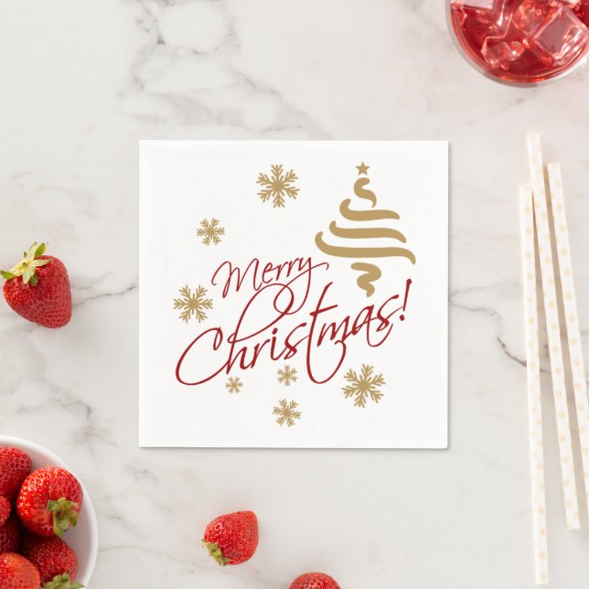Elegant Simple Merry Christmas Wish Wordart Napkins (Insitu)