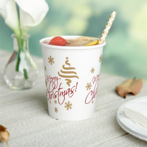 Elegant Simple Merry Christmas Wish Wordart Paper Cups