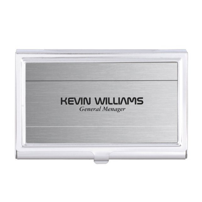 Elegant Simple Metallic Gray Texture Print Business Card Case (Front)