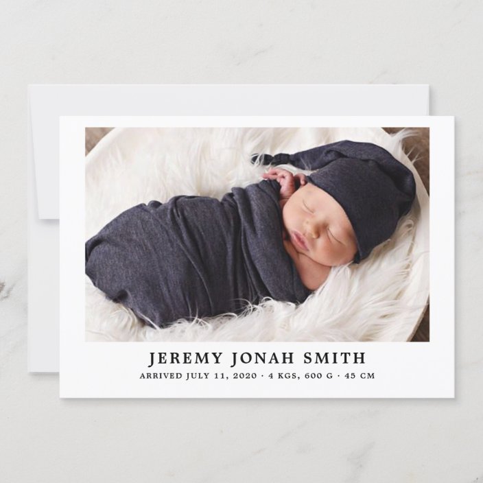 Elegant Simple Minimal Baby Birth Announcement | Zazzle.com