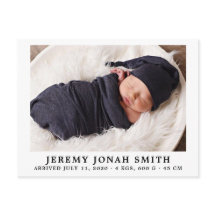 Elegant Simple Minimal Baby Birth announcement