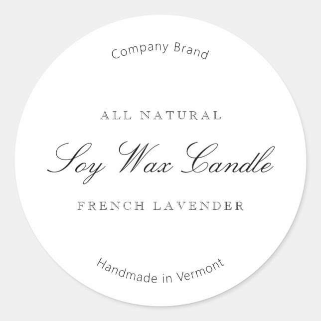 Elegant Simple Minimal Candle Label (Front)