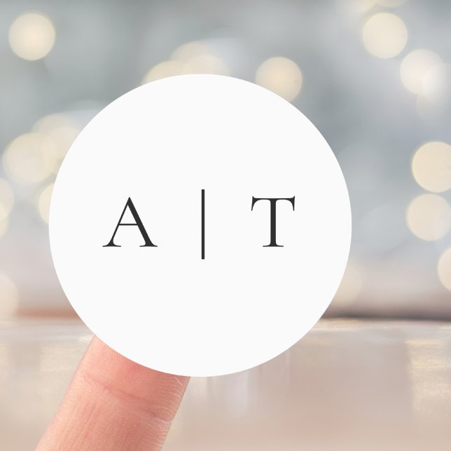 Elegant Simple Minimal Monogram Wedding Classic Round Sticker (Creator Uploaded)