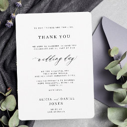Elegant simple minimal photo wedding thank you card | Zazzle