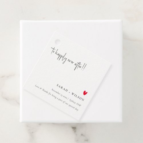 Elegant Simple Minimal Red Heart Script Wedding Favor Tags