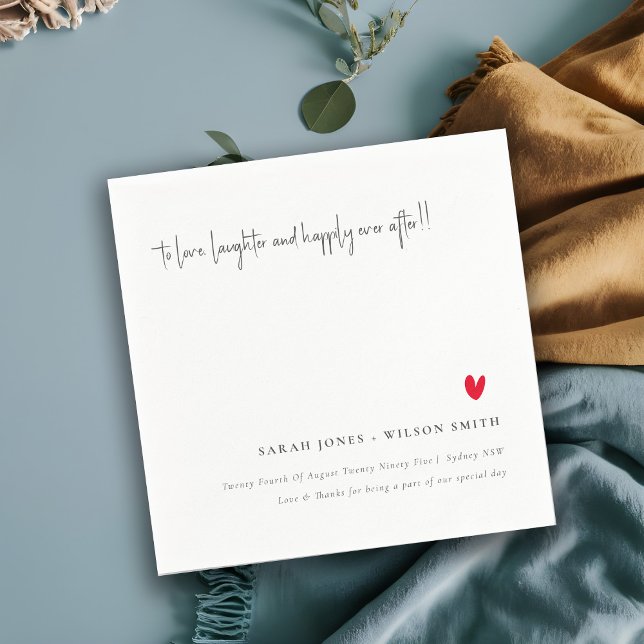 Elegant Simple Minimal Red Heart Script Wedding Napkins (Creator Uploaded)