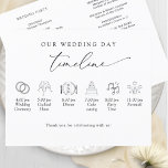 Elegant Simple, Minimal Wedding Timeline, Program<br><div class="desc">Elegant simple and minimal, white and black wedding timeline and program with beautiful delicate timeline icon images and elegant modern handwritten calligraphy details. Ability to select customize and move around timeline images and text to suit your own wedding timeline, simply drag and move. Personalize dinner image with menu on the...</div>