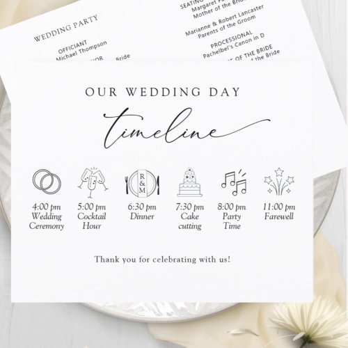 Elegant Simple Minimal Wedding Timeline Program