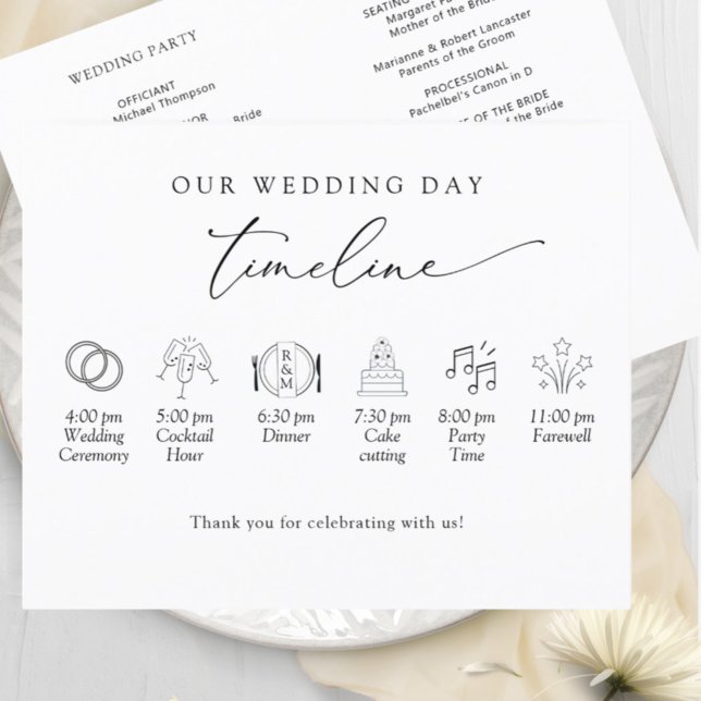 Elegant Simple, Minimal Wedding Timeline, Program (Creator Uploaded)
