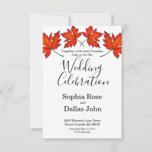 Elegant simple minimalist Autumn  leaves Wedding  Invitation