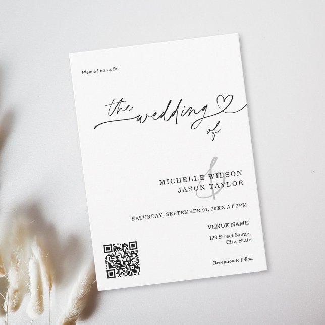 Elegant Simple Minimalist Black and White QR Code Invitation (Elegant Simple Minimalist Black and White QR Code Invitation)