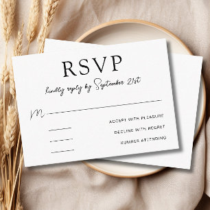 Elegant Simple Minimalist Black and White RSVP Card