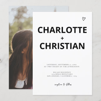 Elegant Simple Minimalist Black and White Wedding Invitation