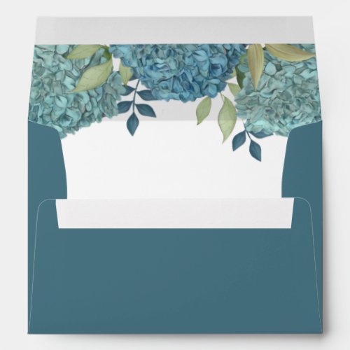 Elegant Simple Minimalist Blue Hydrangea Floral Envelope