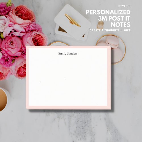 Elegant Simple Minimalist Blush Pink Border Post_it Notes