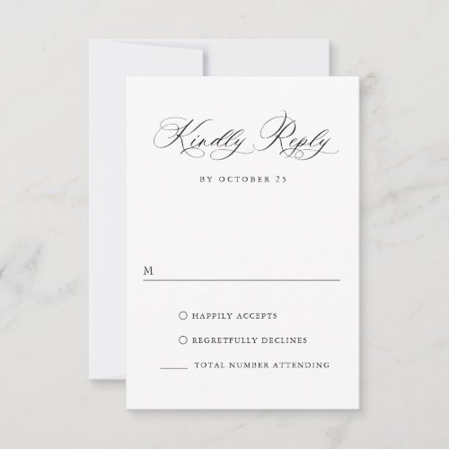 Elegant Simple Minimalist Calligraphy Black White RSVP Card