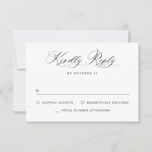 Elegant Simple Minimalist Calligraphy Black White RSVP Card