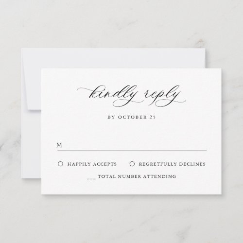 Elegant Simple Minimalist Calligraphy Black White RSVP Card