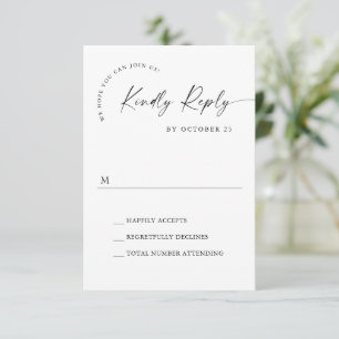 Elegant Simple Minimalist Calligraphy Black White RSVP Card