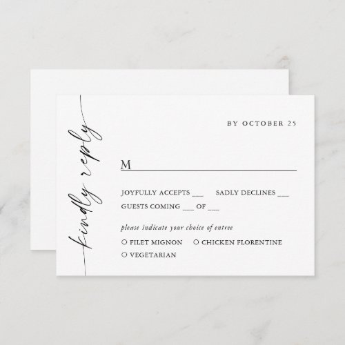 Elegant Simple Minimalist Calligraphy Meal Choice RSVP Card