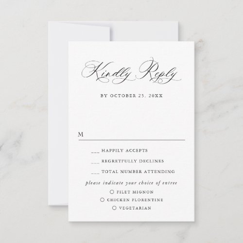 Elegant Simple Minimalist Calligraphy Meal Choice RSVP Card