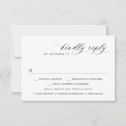 Elegant Simple Minimalist Calligraphy Meal Choice RSVP Card