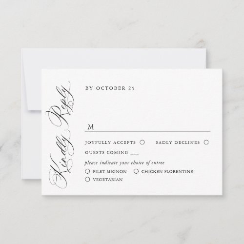 Elegant Simple Minimalist Calligraphy Meal Choice RSVP Card