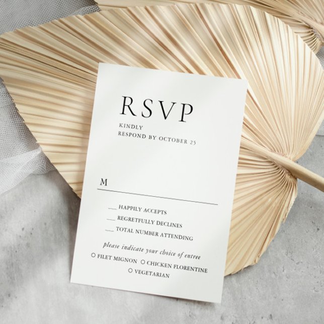 Elegant Simple Minimalist Calligraphy Meal Choice RSVP Card (Creator Uploaded)
