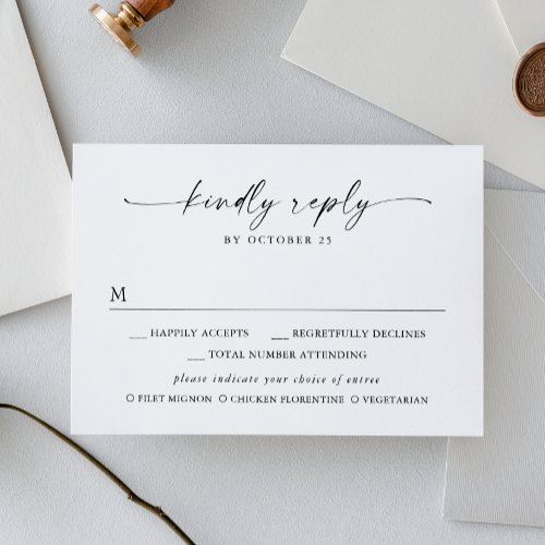 Elegant Simple Minimalist Calligraphy Meal Choice RSVP Card