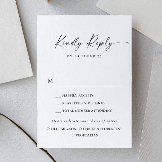 Elegant Simple Minimalist Calligraphy Meal Choice RSVP Card (Creator Uploaded)