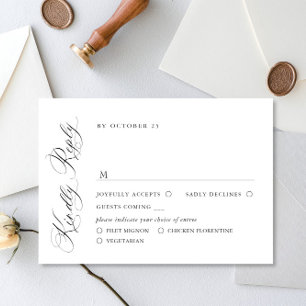 Elegant Simple Minimalist Calligraphy Meal Choice RSVP Card