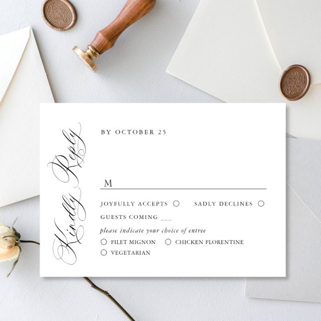Elegant Simple Minimalist Calligraphy Meal Choice RSVP Card (Creator Uploaded)