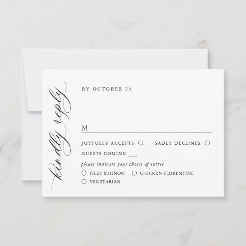 Elegant Simple Minimalist Calligraphy Meal Choice RSVP Card