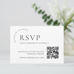 Elegant Simple Minimalist Calligraphy QR Code RSVP Card