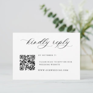 Elegant Simple Minimalist Calligraphy QR code RSVP Card