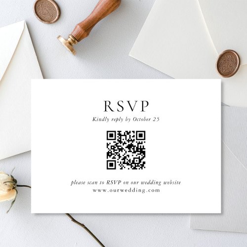 Elegant Simple Minimalist Calligraphy QR code RSVP Card