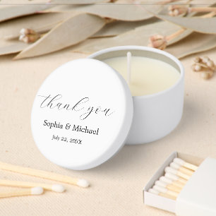 Elegant Simple Minimalist Calligraphy Wedding Mini Candle Favors