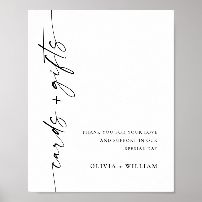Elegant Simple Minimalist Cards and Gifts Wedding Poster (Front)