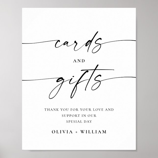 Elegant Simple Minimalist Cards and Gifts Wedding Poster (Front)