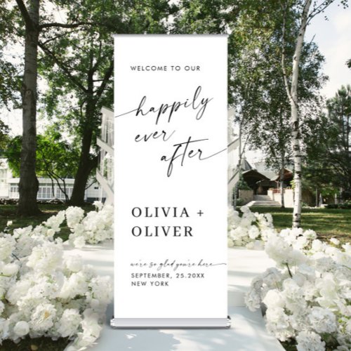 Elegant Simple Minimalist Classy Wedding Welcome Retractable Banner