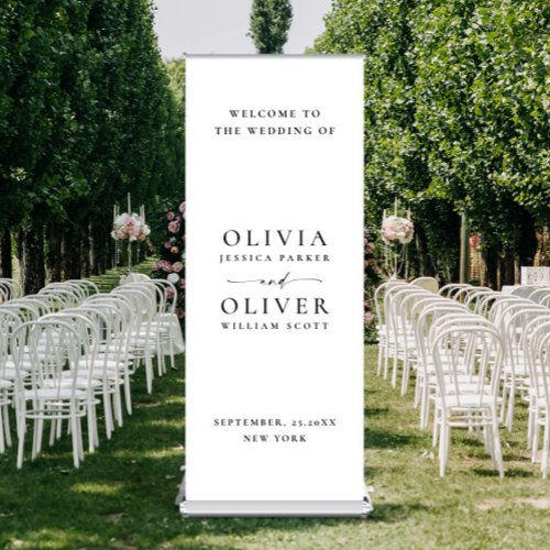 Elegant Simple Minimalist Classy Wedding Welcome Retractable Banner