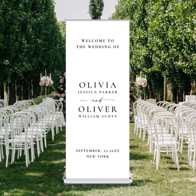Elegant Simple Minimalist Classy Wedding Welcome Retractable Banner (Creator Uploaded)