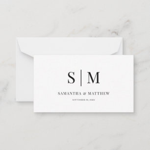 Elegant Simple Minimalist Couple Monogram Wedding Note Card