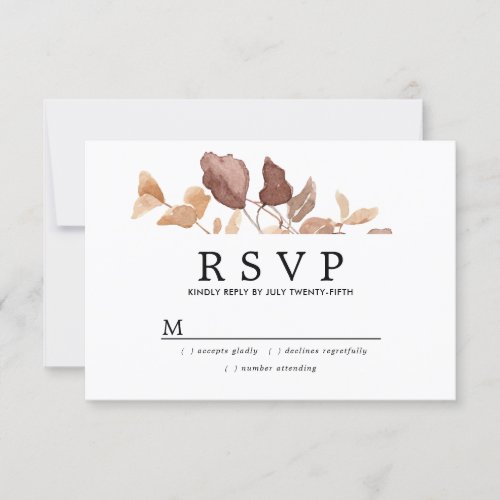 Elegant Simple Minimalist Fall Leaves Wedding RSVP